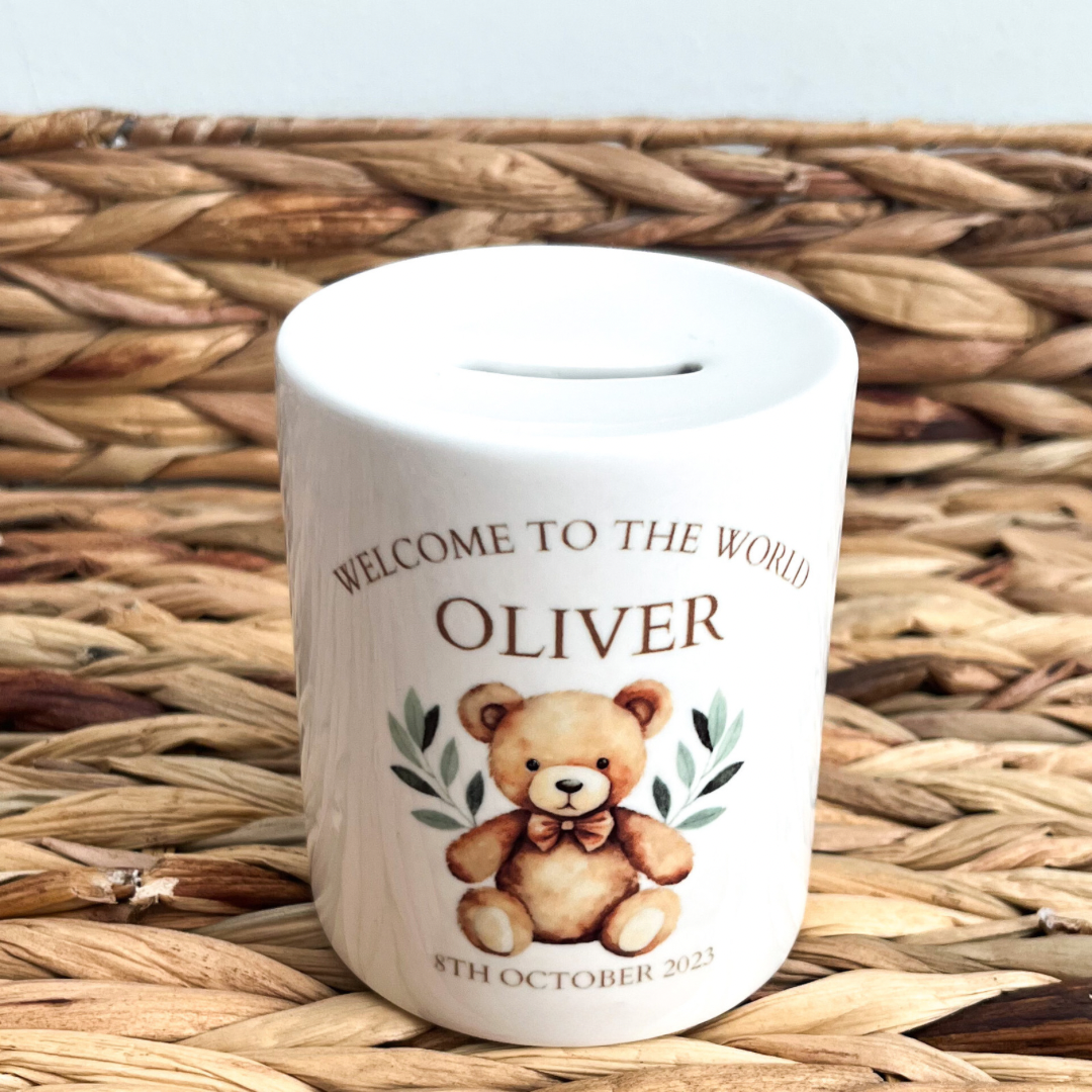 Personalised teddy in a tin on sale