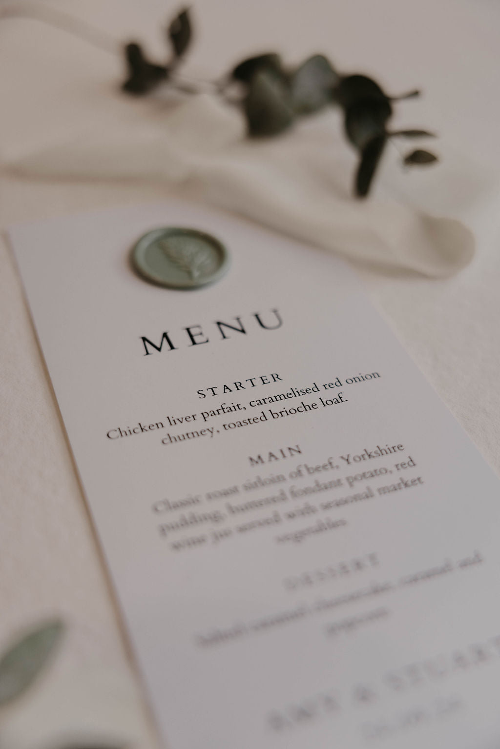Wedding Menu Cards