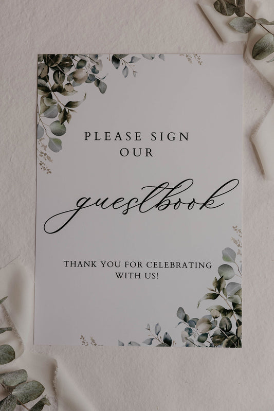 Eucalyptus Wedding Guest Book Sign