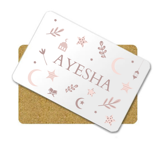 Personalised Muslim Children’s Placemat and Coaster set - Pink