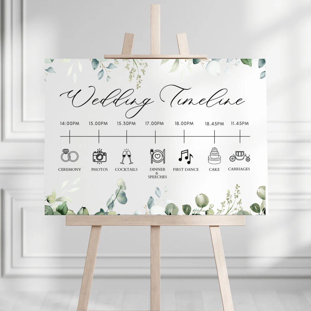 Eucalyptus Wedding Timeline Sign - Order of the Day
