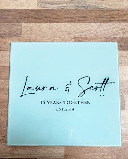 Personalised Glass Chopping Board - Couple Edition