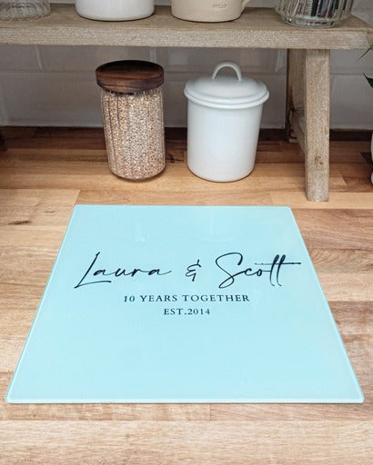 Personalised Glass Chopping Board - Couple Edition