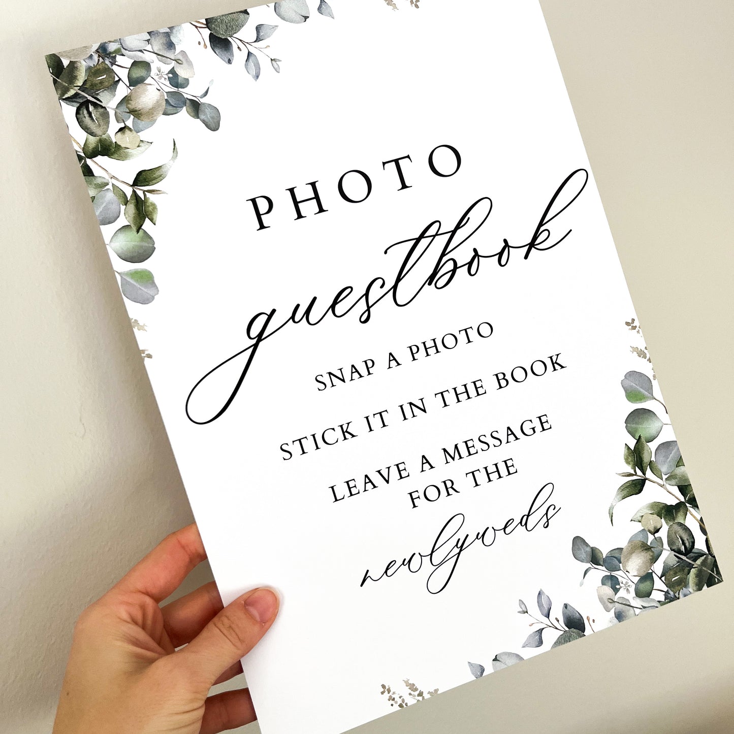 Eucalyptus Wedding Photo Guest Book Sign