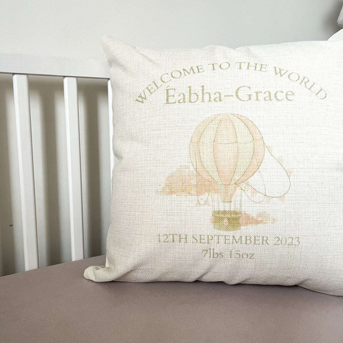 Welcome to the World Hot Air Balloon Cushion - Touch of Pink