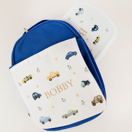 Children’s Personalised Lunch Bag and Box - Car Design