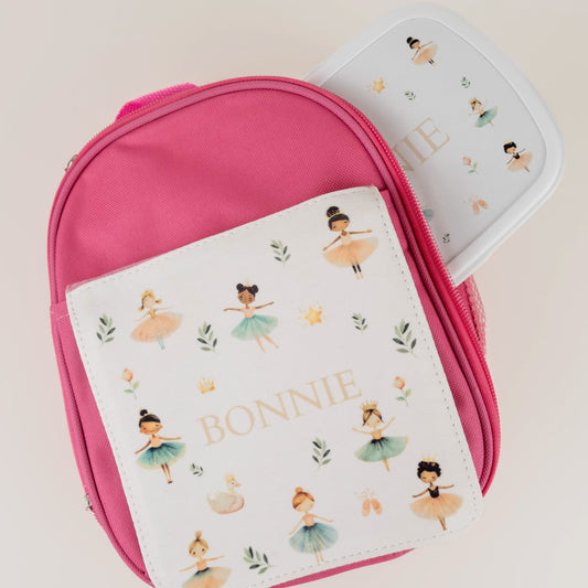 Children’s Personalised Lunch Bag and Box - Ballerina Design