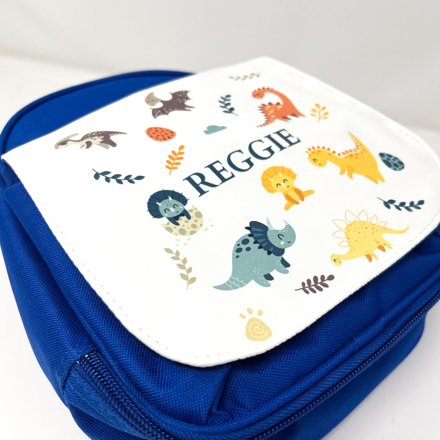 Children’s Personalised Lunch Bag and Box - Boho Dinosaur- Blue