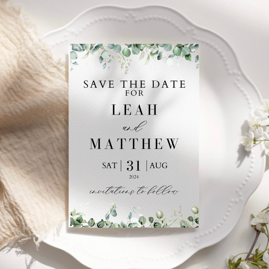 Eucalyptus Wedding Save the Dates