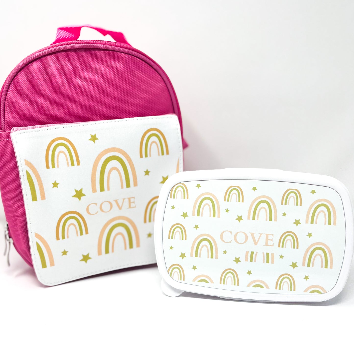 Children’s Personalised Lunch Bag and Box - Rainbows