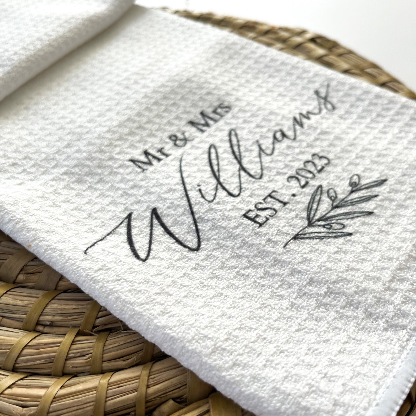 Personalised Waffle Tea Towel - Mr & Mrs/Mrs & Mrs/Mr & Mr