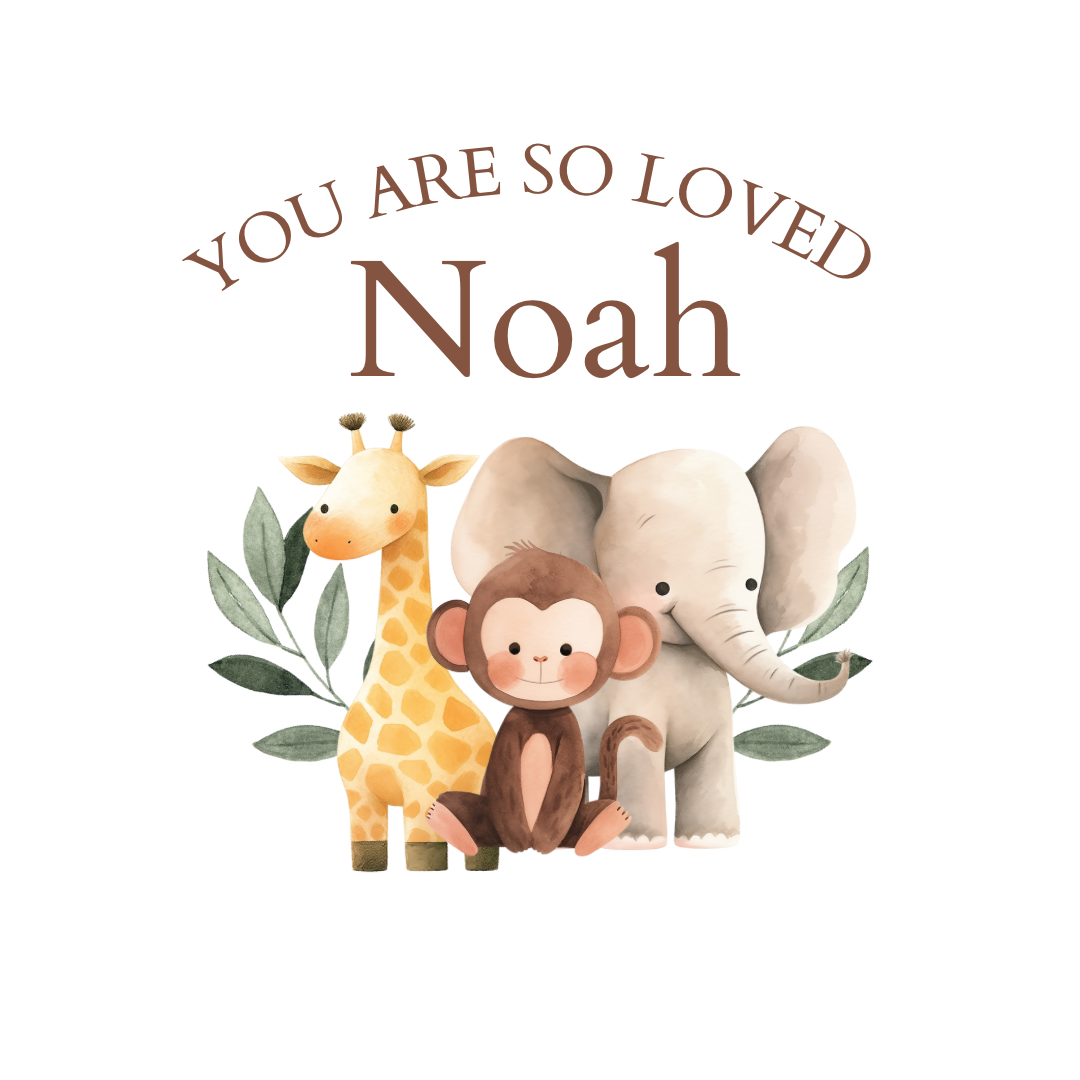 Personalised Baby Sleepsuit. You Are So Loved - Safari Design