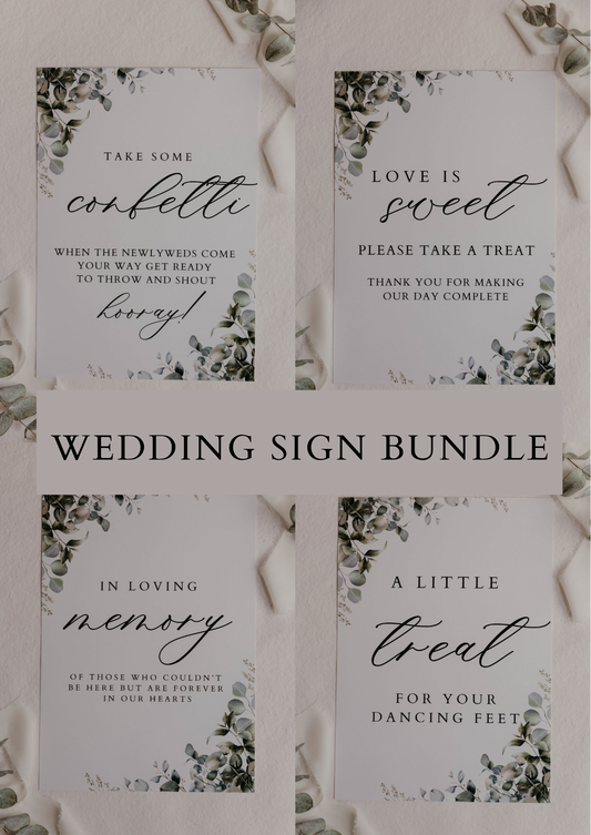Eucalyptus Wedding Sign Bundle