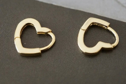 Gold plated heart hoops