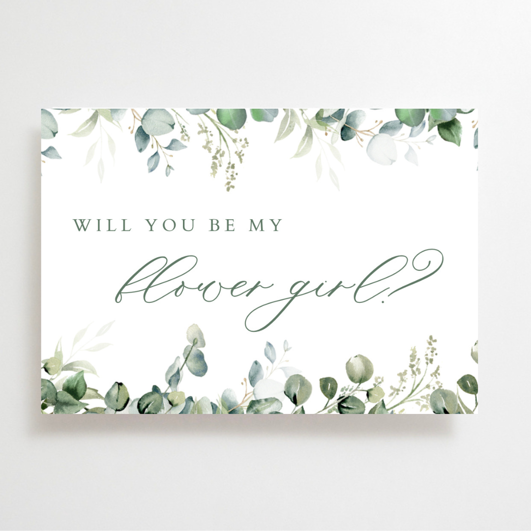 Eucalyptus Flower Girl Proposal Card